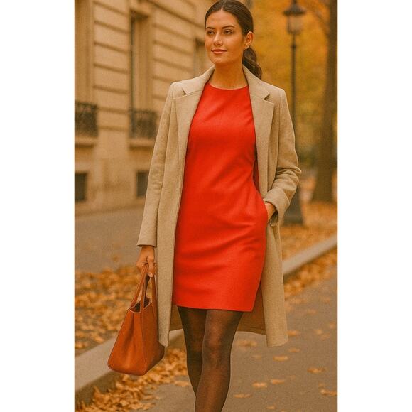 Marc Jacobs Orange Sheath Dress Small Sleeveless Modern Bold Career Retro Fall - Picture 1 of 8